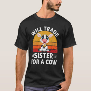 Kuh wird Schwester für eine Kuh Retro Mädchen Jung T-Shirt