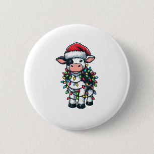 Kuh Xmas Outfit Niedlich Santa Cow Button