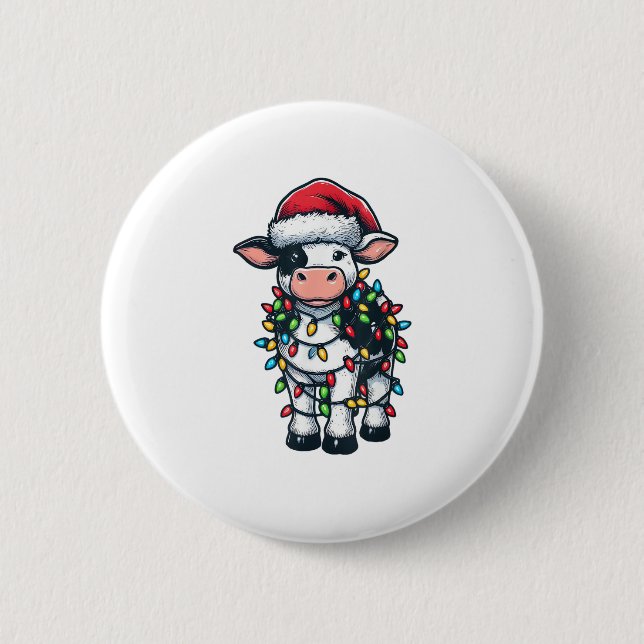 Kuh Xmas Outfit Niedlich Santa Cow Button (Vorderseite)