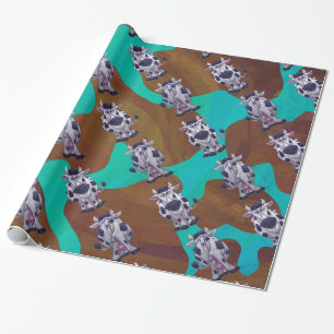 Kuhbraun und Aquamarin Geschenkpapier