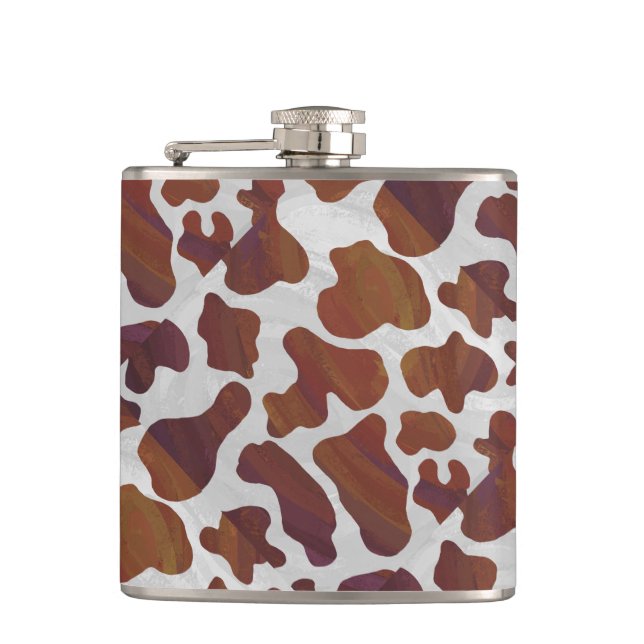 Kuhbraun und Weiß Flachmann (Vorderseite)