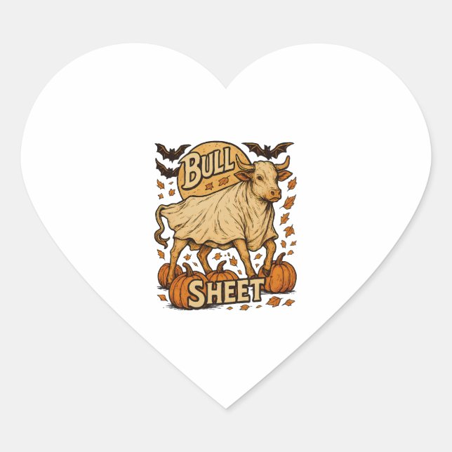 Kuhbulle Halloween Herz-Aufkleber (Vorderseite)