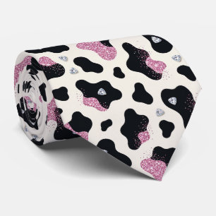 Kuhdruck Glitter-Faux-Seidentuch Cowgirl Krawatte