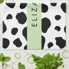 Kuhdruck, Kuhstrümpfe, Schwarz und Weiß, Ihr Name Geschirrtuch