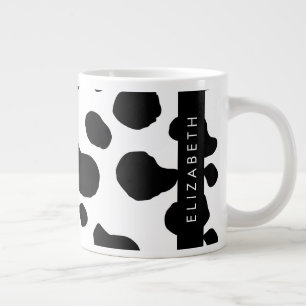 Kuhdruck, Kuhstrümpfe, Schwarz und Weiß, Ihr Name Jumbo-Tasse