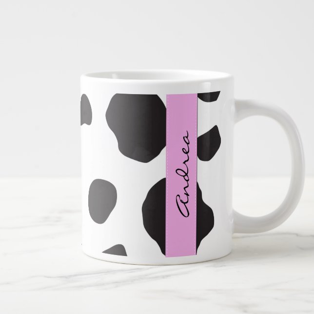 Kuhdruck, Kuhstrümpfe, Schwarz und Weiß, Ihr Name Jumbo-Tasse (Rechts)
