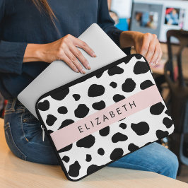 Kuhdruck, Kuhstrümpfe, Schwarz und Weiß, Ihr Name Laptopschutzhülle