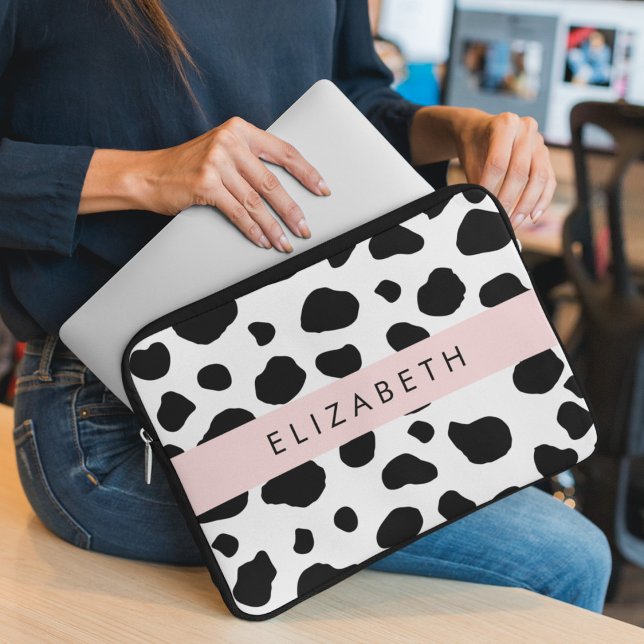Kuhdruck, Kuhstrümpfe, Schwarz und Weiß, Ihr Name Laptopschutzhülle (Von Creator hochgeladen)