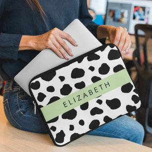 Kuhdruck, Kuhstrümpfe, Schwarz und Weiß, Ihr Name Laptopschutzhülle