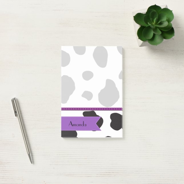 Kuhdruck, Kuhstrümpfe, Schwarz und Weiß, Ihr Name Post-it Klebezettel (Büro)