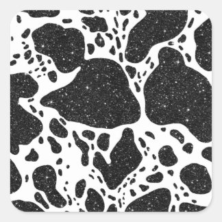 Kuhdruck mit Glitzer Quadratischer Aufkleber