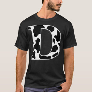 Kuhdruck Schwarz-Weiß Anfangsbuchstabe D T-Shirt
