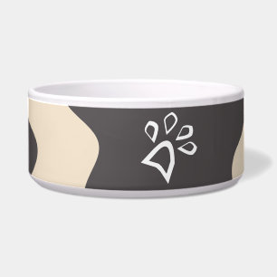 Kuhdruckmuster Beige Pfote Haustier Napf