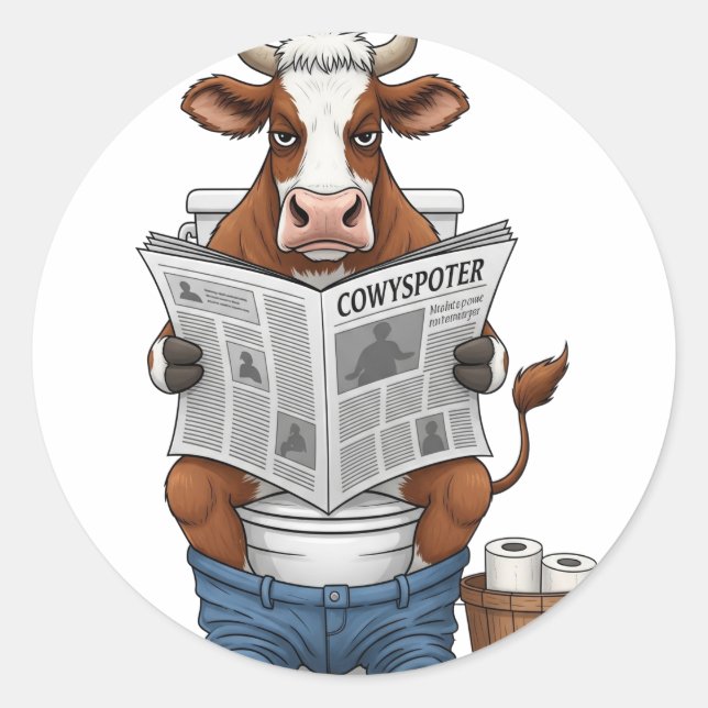 Kühe auf Toilette , Landwirtschafts- und Tierzucht Runder Aufkleber (Vorderseite)