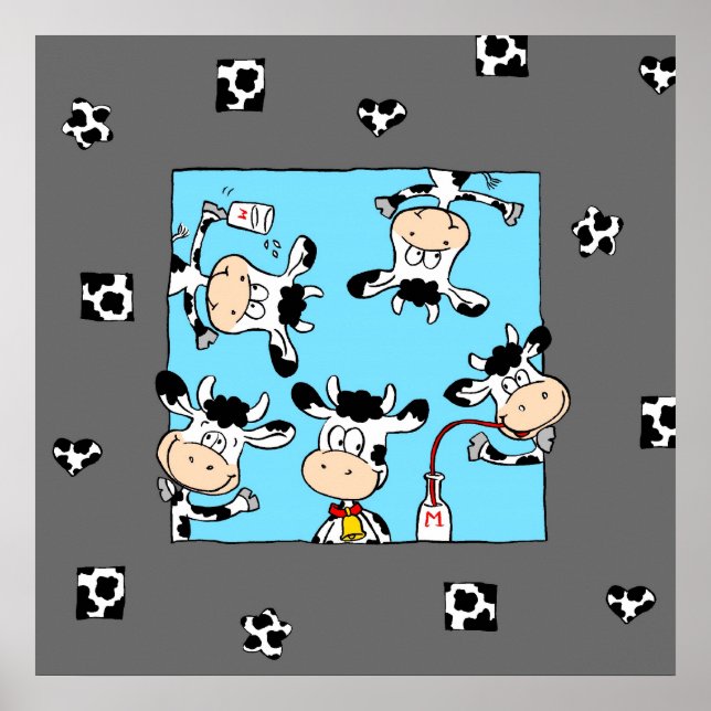 Kühe, die Milch konsumieren Poster (Vorne)