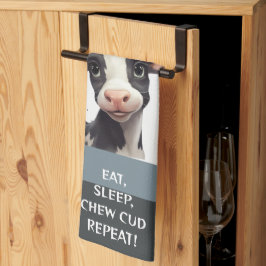 Kühe ESSEN, SCHLAFEN, KUCHEN, WIEDERHOLEN! Geschirrtuch