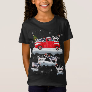 Kühe fahren Weihnachtsbaum Red Truck Kuh Christma T-Shirt