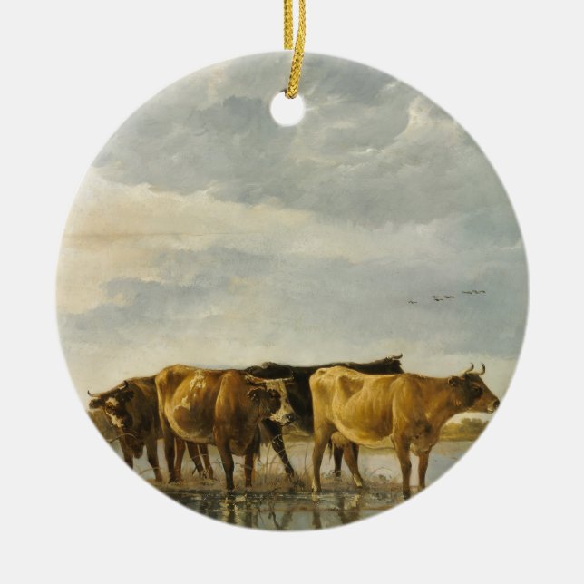 Kühe im Fluss Aelbert Cuyp Keramik Ornament (Vorne)