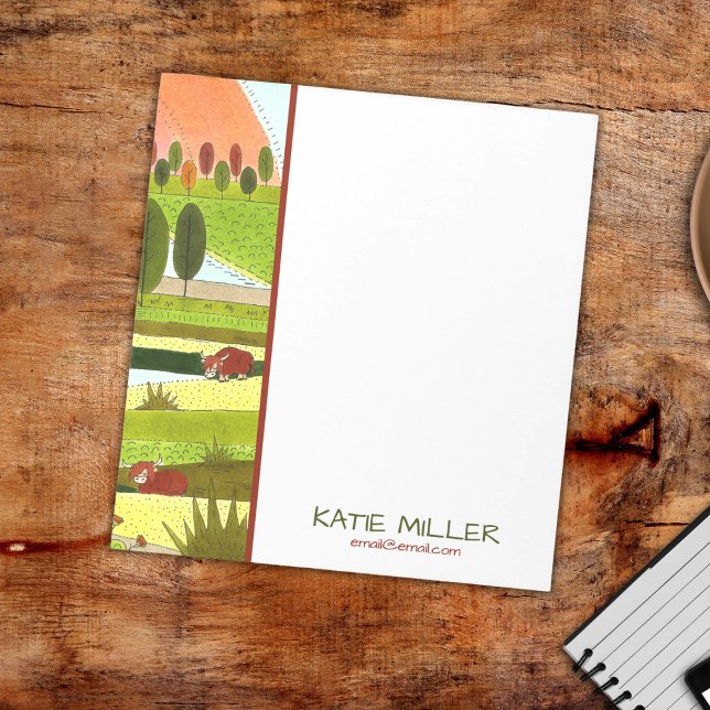 Kühe im Herbst Notizblock (Cute personalized notepad with Highland cattle artwork)