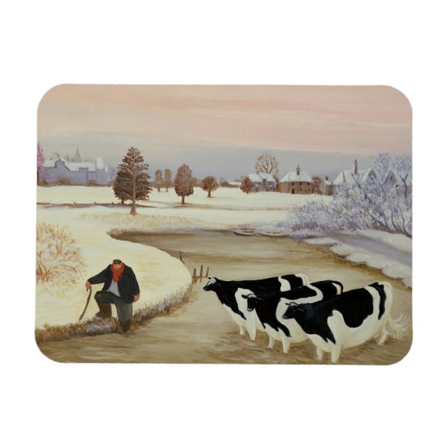 Kühe im Winter Magnet (Horizontal)