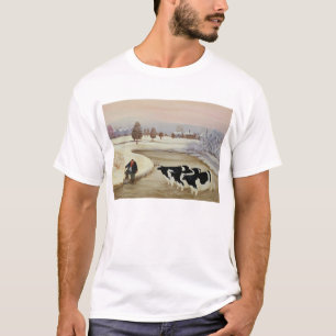 Kühe in einem Winter-Fluss T-Shirt