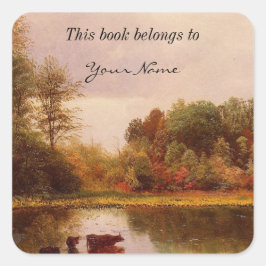 Kühe in einer Wasserlandschaft Albert Bierstadt Quadratischer Aufkleber