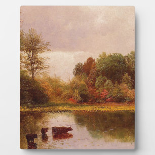 Kühe in einer wasserreichen Landschaft, Albert Bie Fotoplatte
