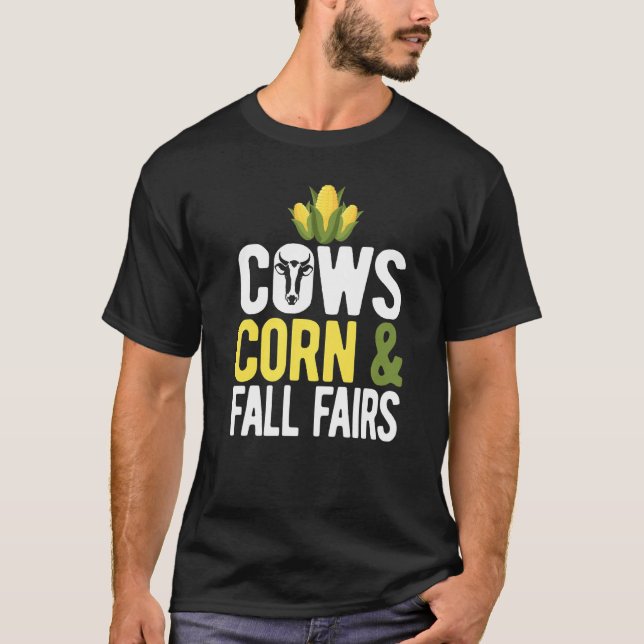 Kühe Mais Herbstmessen Typographie T-Shirt (Vorderseite)
