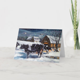 KÜHE: SCHNEE: KUNST: HOLSTEIN FEIERTAGSKARTE