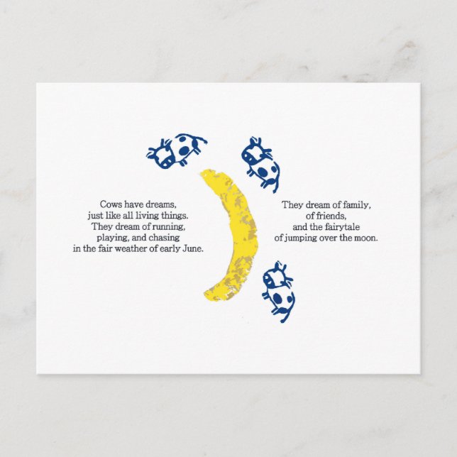 Kühe über der Mondpostkarte Postkarte (Vorderseite)