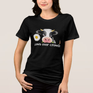 Kühe über Menschen Minimalistisches Western-Slogan Tri-Blend Shirt