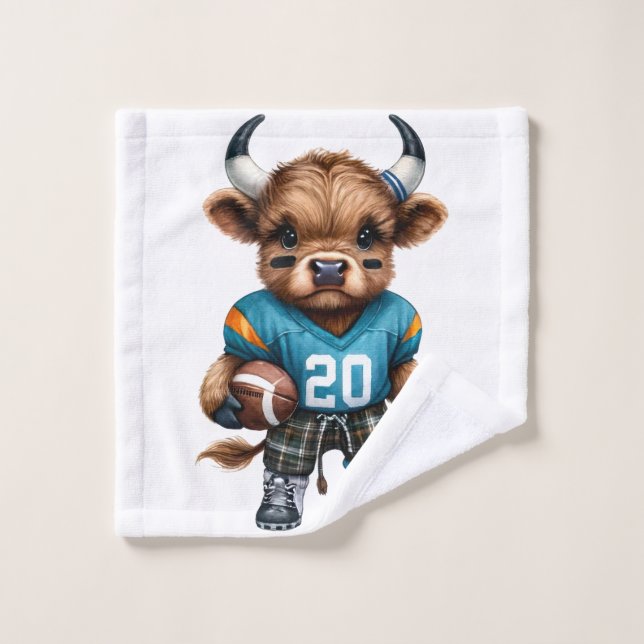 Kühe und Fußball Badhandtuch Set (Waschlappen)