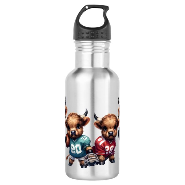 Kühe und Fußball Edelstahlflasche (Vorderseite)