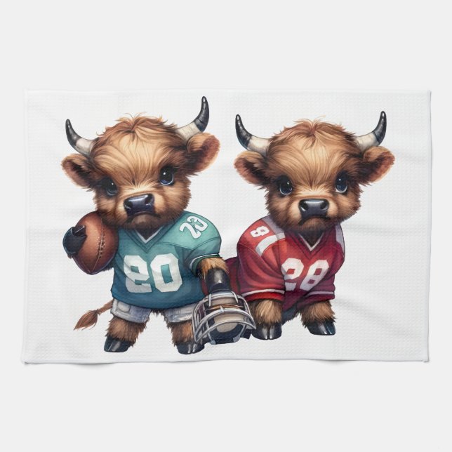 Kühe und Fußball Geschirrtuch (Horizontal)