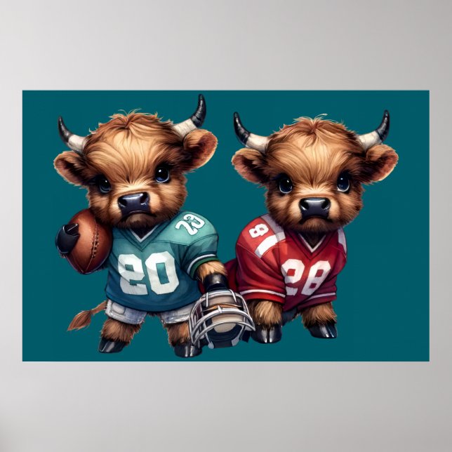 Kühe und Fußball Poster (Vorne)