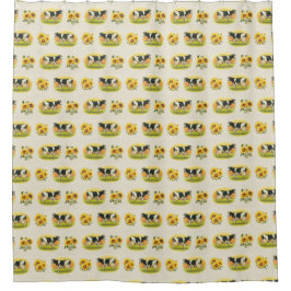 Kühe und Sonnenblumen Duschwand Duschvorhang