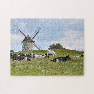 Kühe Viehmühle Windmühle Weide Jigsaw Puzzle