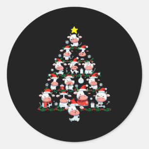 Kühe Weihnachtsbaum Xmas Bauernhof Tier Kleinkind Runder Aufkleber