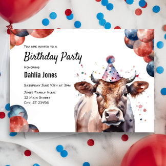 Kuhfarm Barnyard Tier Geburtstagspartei Einladung
