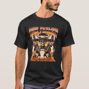 Kuhfarm Farm Farmer Flammen Skelett 90er Bootleg T-Shirt