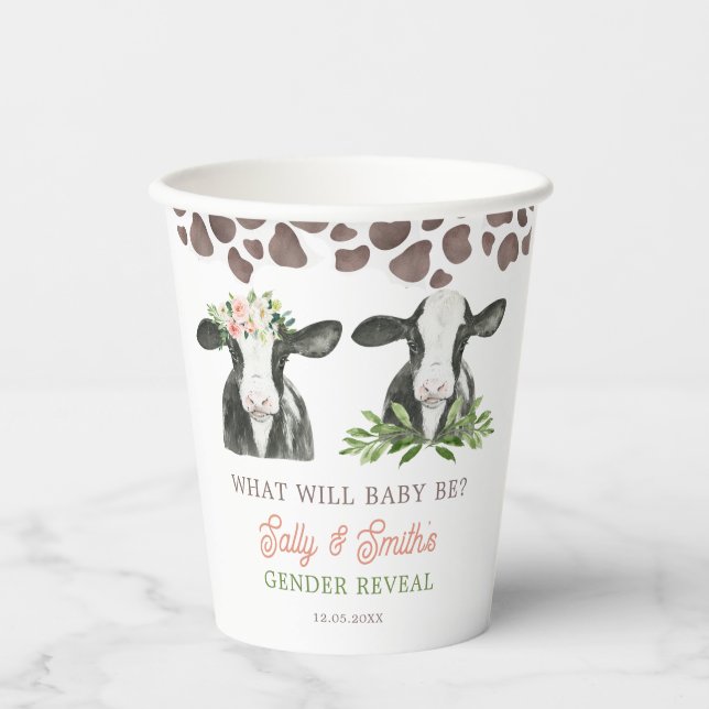 Kuhfarm Gender Reveal Paper Cup Pappbecher (Vorderseite)
