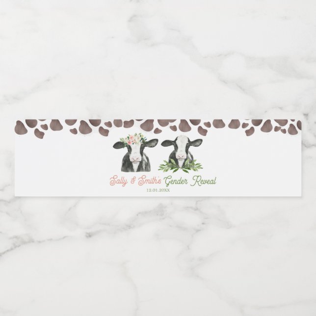 Kuhfarm Gender Reveal Wasser Flasche Etikett (Einzelnes Label)