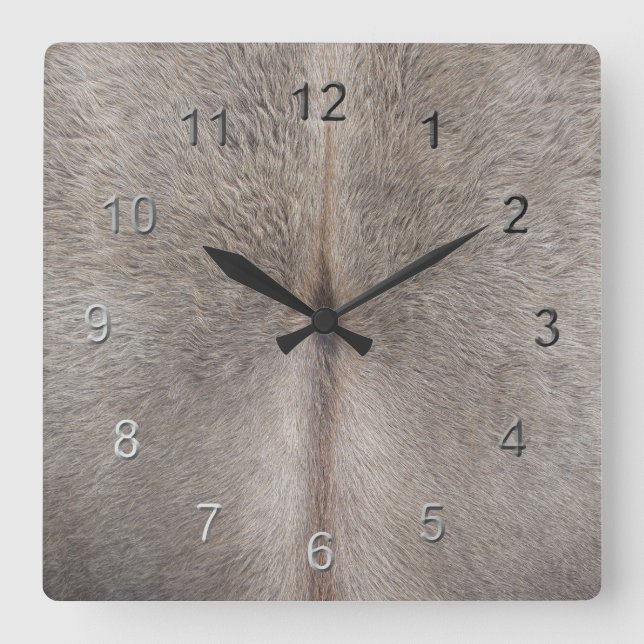 Kuhfell Quadratische Wanduhr (Vorderseite)