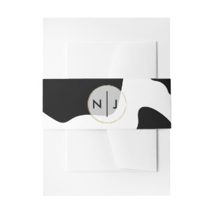 Kuhflecken-Hochzeit Schwarz-Weiß-Druck Einladungsbanderole