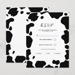 Kuhflecken-Hochzeitseinladung Schwarz-Weiß-RSVP Einladung