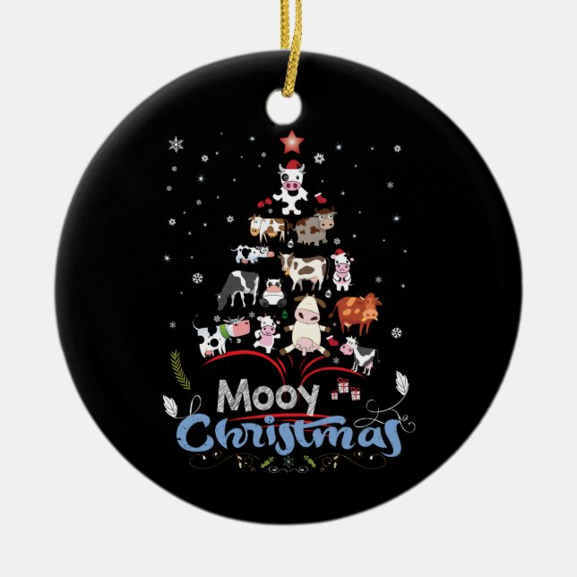 Kuhgeschenk | Mooy Christmas Cow Lover Geschenk Keramik Ornament (Vorne)