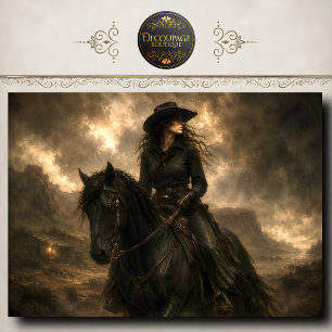 Kuhgirl Western Landschaft Porträt Kunst mit schwa Seidenpapier