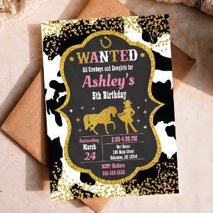 Kuhhaut Cowgirl Western-Party Geburtstag Einladung
