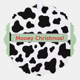 Kuhhaut mit "Mooey Chriastmas" in Rot und Rot  Ornament Karte