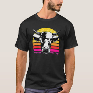 Kuhkopf-Gesicht-Sonnenbrille Retro Vintage Tier T-Shirt